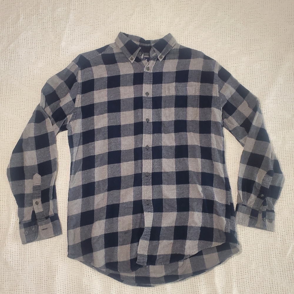Croft & Barrow Blue and Gray Plaid Shirt Mens Medium